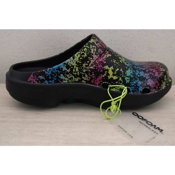 OOFOS Women's Sz 39 US 8 Black Multicolor Splatter OOFOAM Slip-On Clogs - Picture 7 of 15